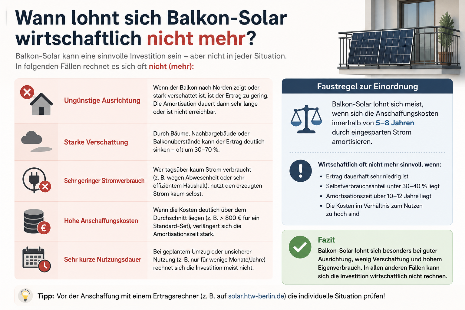 Wann lohnt sich Balkon-Solar wirtschaftlich nicht mehr?